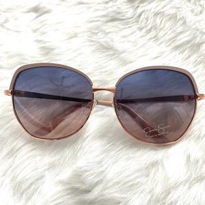 Jessica Simpson Women's Rose Gold Geometric Sunglasses